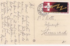 Schweiz Feldpost 1941 &ndash; Ansichtskarte mit Soldatenmarke Nachrichtentruppe (LSTG.