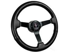 1984-2004 Ford Mustang Fox-body 6-bolt Black Leather Steering Wheel Kit Tri-bar