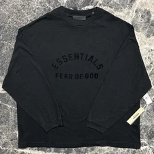 Fear of God Essentials Heavy Long Sleeve Shirt Mens Large NEW Black Sweatshirt