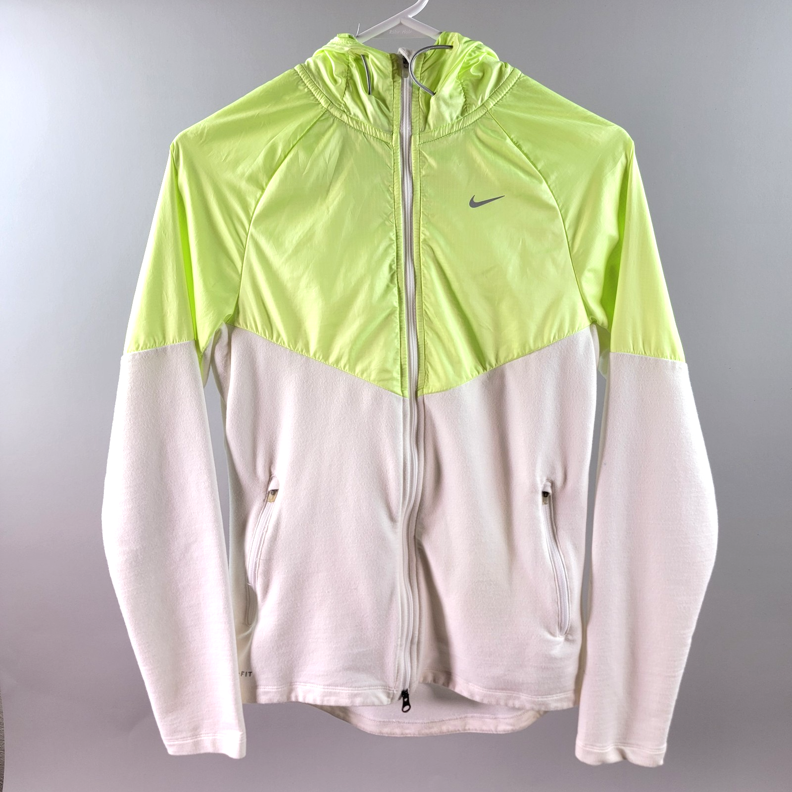 SACAI X NIKE Giacca donna Nike taglia XS verde chiaro bianco DRI FIT cappuccio full zip giacca a vento