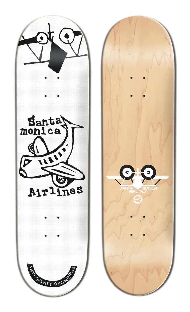 SMA Skateboard Deck Plane Street White 8.5 Santa Monica Airlines