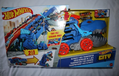 #ad Hot Wheels City Ultimate T Rex Transporter Hauler Transforms into a Dino New $49.99