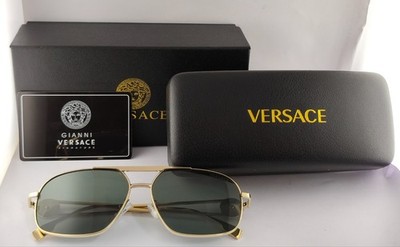 Luxury Versace Sunglasses | Golden Metal Frame { 100% UV Protected Green Lenses}
