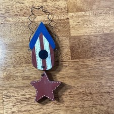 Vintage handmade wooden birdhouse wall decor  Patriotic Reversible Rustic