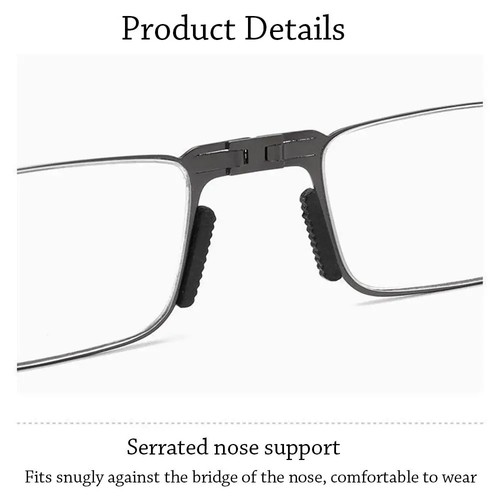 KoKoBin Foldable Reading Glasses Stainless Steel Mini Anti-Blue Vision Aid With Glasses Case For Men And Women Small Portable Reader (Grey, 2, Diopters