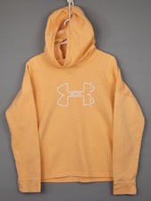 Under Armour Hoodie Womens M Loose Fit Orange Cowl Neck Rival Fleece Big Logo