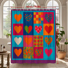 Colorful Heart Print Shower Curtain - Vibrant and Fun Design