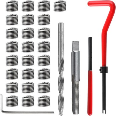 30PCS M6 x 1.0 Thread Repair Kit HSS Helicoil Insert Rethreading Tool Set