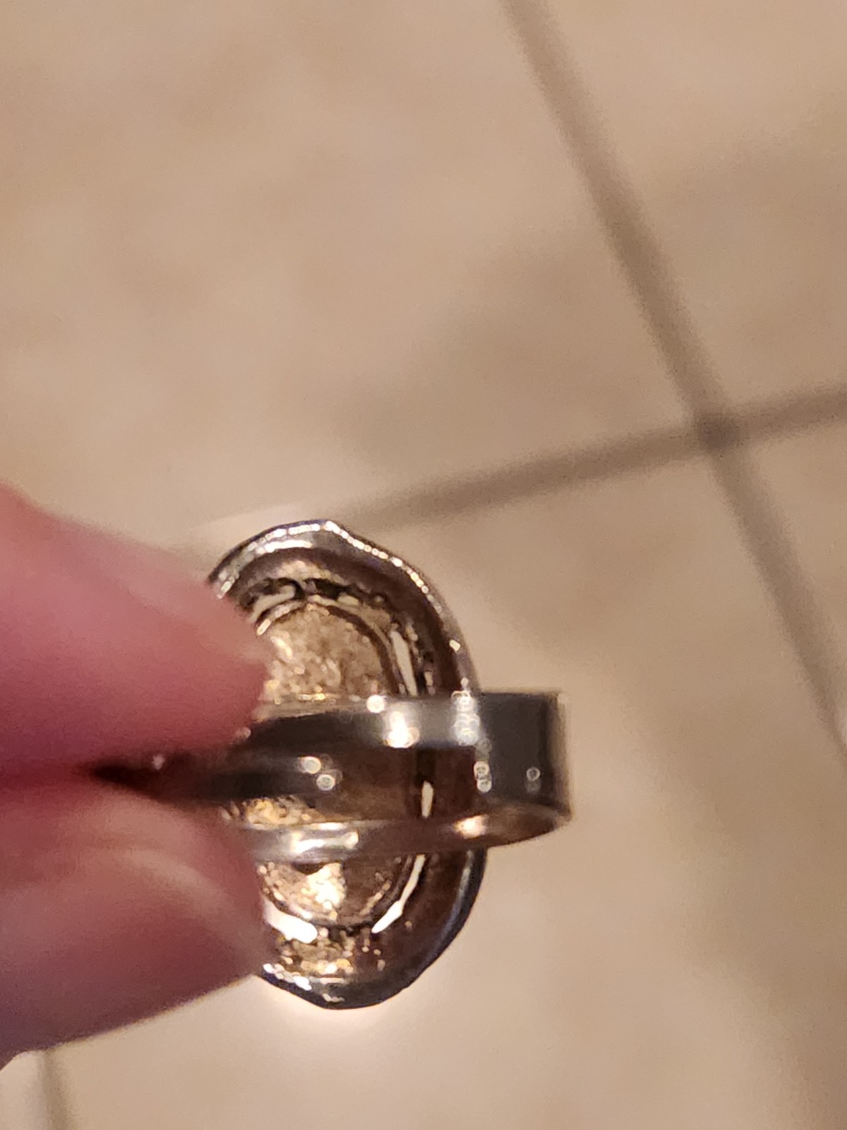 Black stone marcasite adjustable ring - image 3