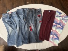 GIRLS PANTS, Sz 4-5, EUC, LOT OF 5, 3JEANS, 2 STRETCH, MIXED BRANDS