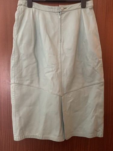 Vintage Leather Skirt. Spanish. Size EU48. Light Duck Egg Blue. Please Read…. - Picture 3 of 10