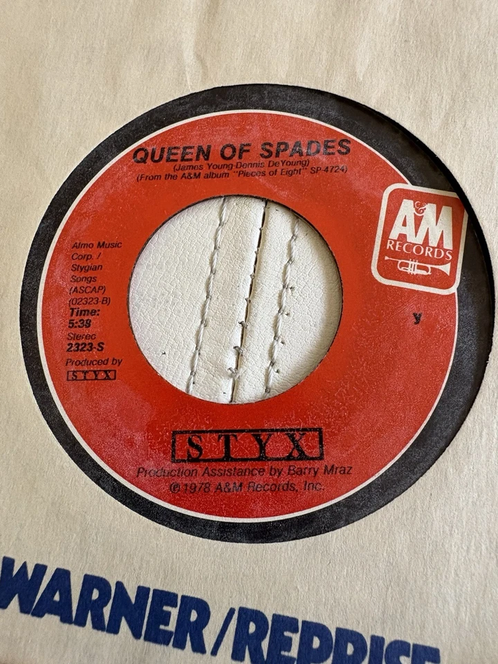 Lot Of 3 STYX Vinyl 45s BABE, Queen Of Spades, Borrowed Time All EX-NM - Image 3 of 4