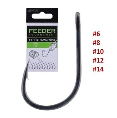 BKK FEEDER TOURNAMENT FT-1 Angelhaken Feederhaken Gr. 6 8 10 12 14 schwarz Hook