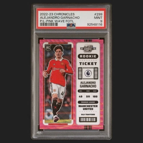 2022-23 CHRONICLES PL-PINK WAVE FOTL ALEJANDRO GARNACHO Rookie Ticket /19 PSA 9