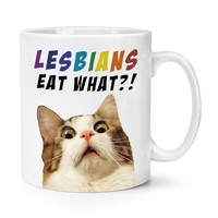 Lesbians Eat Was Meme 284Ml Becher Tasse Weiß Freundin Katze Muschi Lustig Spass