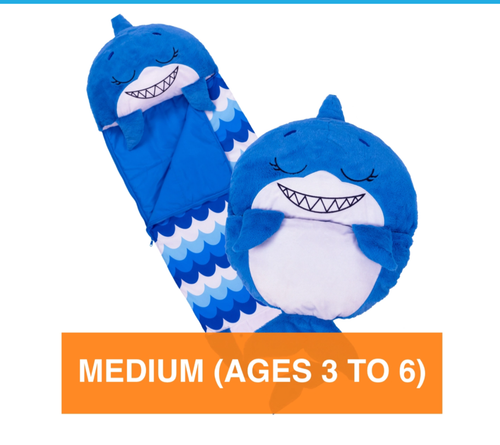 Happy Nappers Cozy Compact Pillow Sleeping Bag Blue Surfy the Shark Kids Fun - Picture 2 of 6