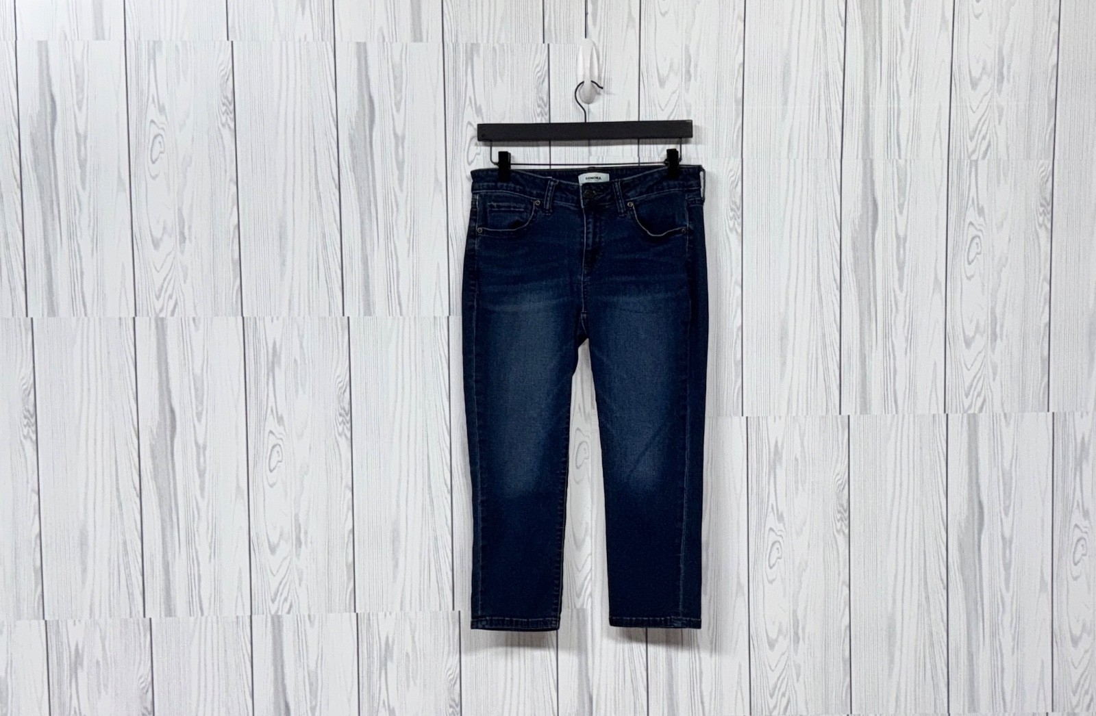 Sonoma capri jeans womens size 8 petite mid rise blue medium wash stretch
