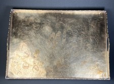 Vintage Solid Brass Etched Asian Tray Scalloped Edge Heavy 20x 142 Large Vintage Solid Brass Etched Asian Tray Scalloped Edge Heavy 20x 142 Large