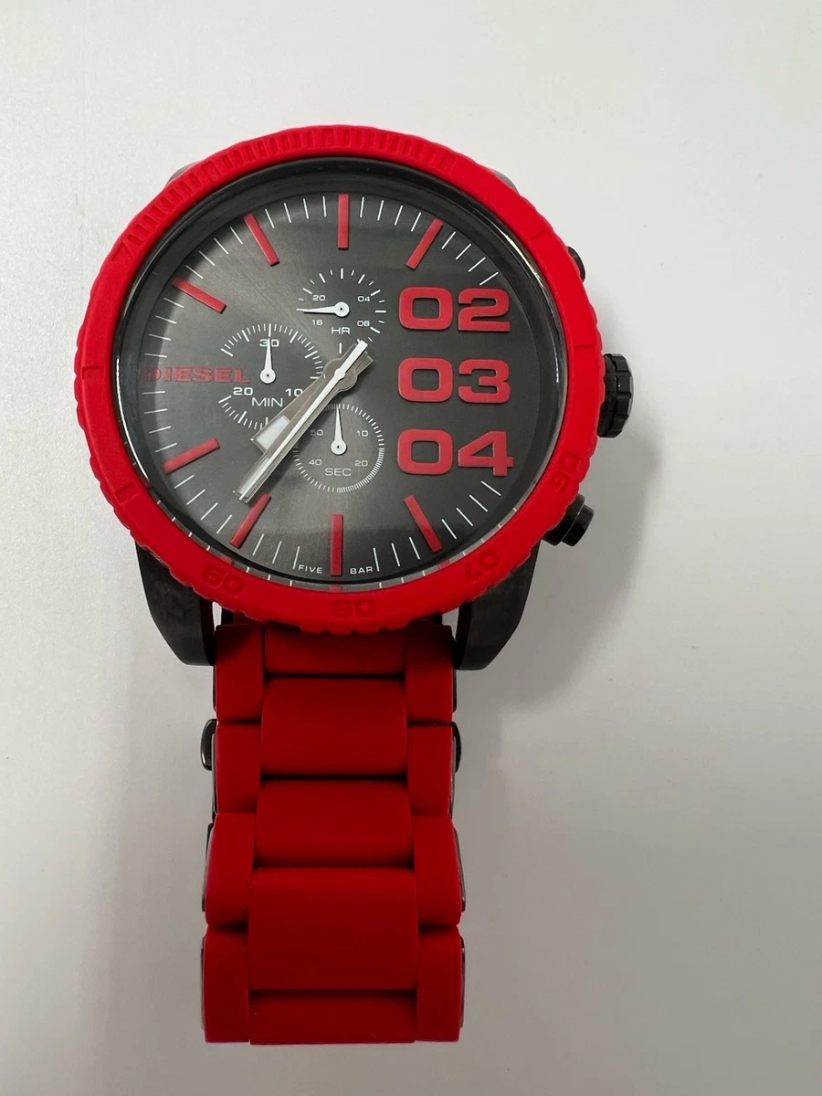 Diesel Double Down Orologio Da Uomo Cronografo - Cassa 59mm In Acciaio, Quadrante Grigio, Cinturino In Pelle O Silicone, Impermeabile 100m - 2