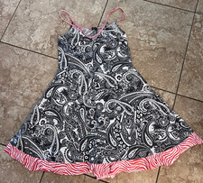Retro Women s Red/White Paisley Romper spandex Sleeveless Button Tie Sz M