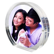 Acrylic Picture Frame,Magnetic Photo Block Frame, Clear Frameless Desktop Hor