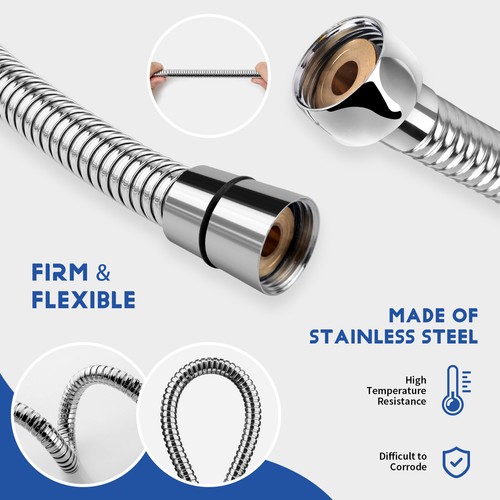 80 cm Flexible Stainless Steel Bathroom Water Shower Hose K2Q57172 - Picture 4 of 7