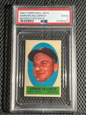 1963 TOPPS PEEL-OFFS HARMON KILLEBREW INSTRUCTION BACK PSA 2 GOOD HOF