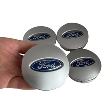 4x Ford Wheel Center Caps Blue on Matte Silver for Flex Ranger Taurus Explorer