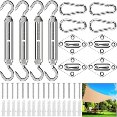 Kit Fissaggio Per Vela Parasole In Acciaio Inox 304 - 80 Pezzi Per Tende Da Sole Triangolari E Rettangolari Da Esterno - 2