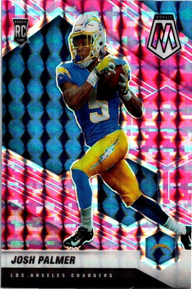 2021 Panini Mosaic Josh Palmer Camo Pink Rookie #329 RC Los Angeles Chargers
