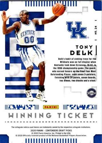 2020 Panini Contenders Draft Picks #24 Tony Delk Winning Tickets - Picture 2 of 2