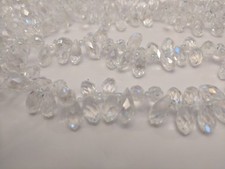 Crystal Glass Faceted Drop Beads, Clear AB, 13x6mm, Hole: 1mm - Qty 20