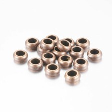 50 pcs Antique Copper Metal Smooth Ball Spacer Beads   10mm x 6mm   Hole: 5mm