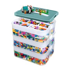 Storage Boxes for Lego 3-Tier Stackable with Lids & Adjustable Compartments
