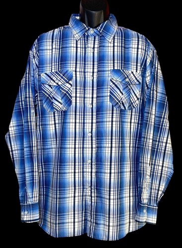 Beverly Hills Polo Club camicia uomo manica lunga con bottoni blu a quadri taglia XXL - Foto 7 di 11