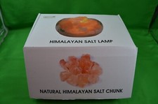 Himalayan Salt Lamp W/ Crackled Glass Bowl, Light W/ Extra Bulbs  Rocks,S