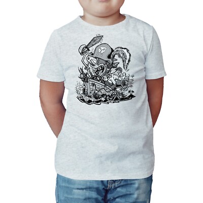 SpongeBob Schwammkopf Comic Pirat offizielles Kinder T-Shirt (Sport grau)