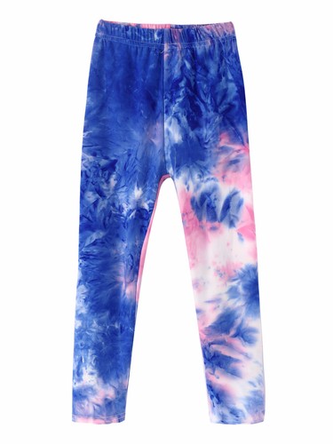 Childrens Age 4-14 Leggings Kids Girls Tie Dye Full Length Pants Skinny Trousers - Picture 51 of 63