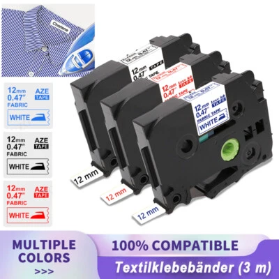 Textil Aufbügelband Kassette kompatible für Brother P-touch TZe-FA3 FA231 12mm
