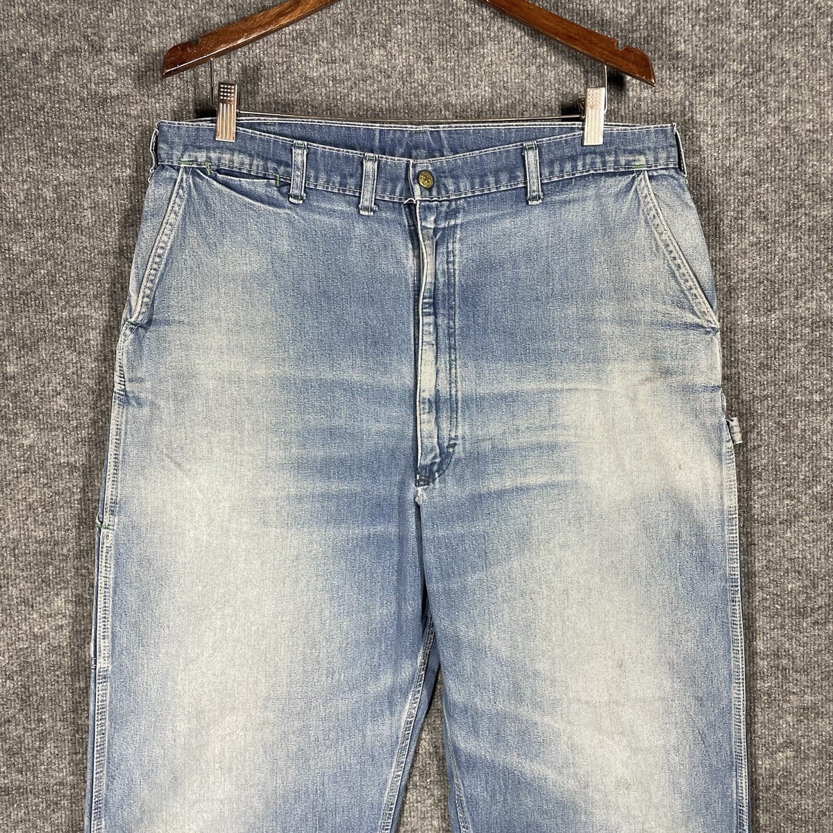 VINTAGE 60s OshKosh B'gosh Denim Jeans 36x33 Carpenter Talon Zip