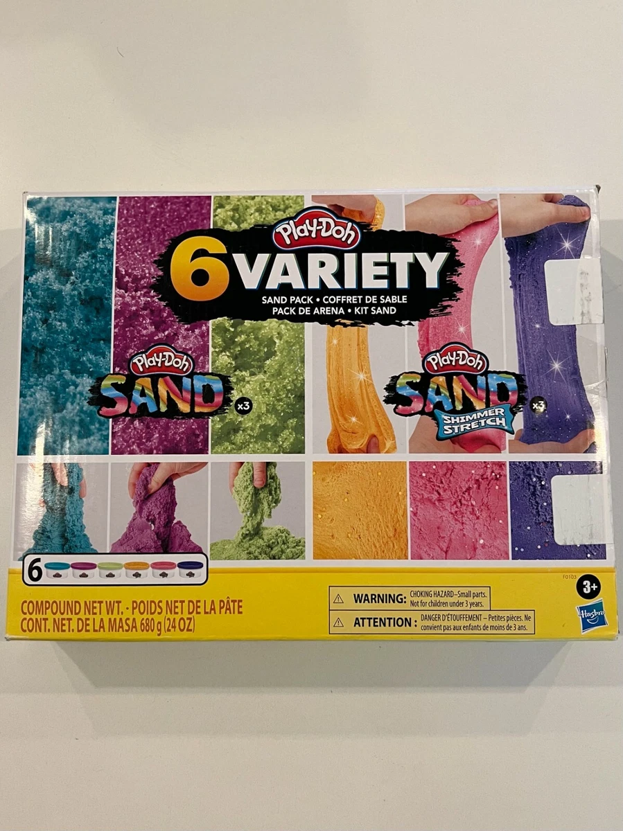 Play Doh Sand Variety 6 Pack Multicolor Shimmer Stretch 24oz Age 3 Hasbro New