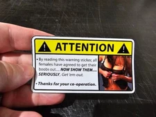 Funny Boobs Warning Sticker ATV 4x4 UTV SxS JDM Car Vehicle Window Bumper Decal