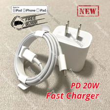 For iPhone 14 13 12 11 X Adaptive Rapid Fast Charger Cube 20W Adapter USB-C Cord
