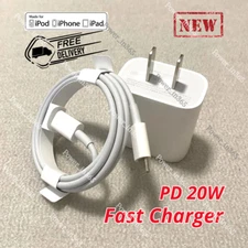 For iPhone 14 13 12 11 X Adaptive Rapid Fast Charger Cube 20W Adapter USB-C Cord