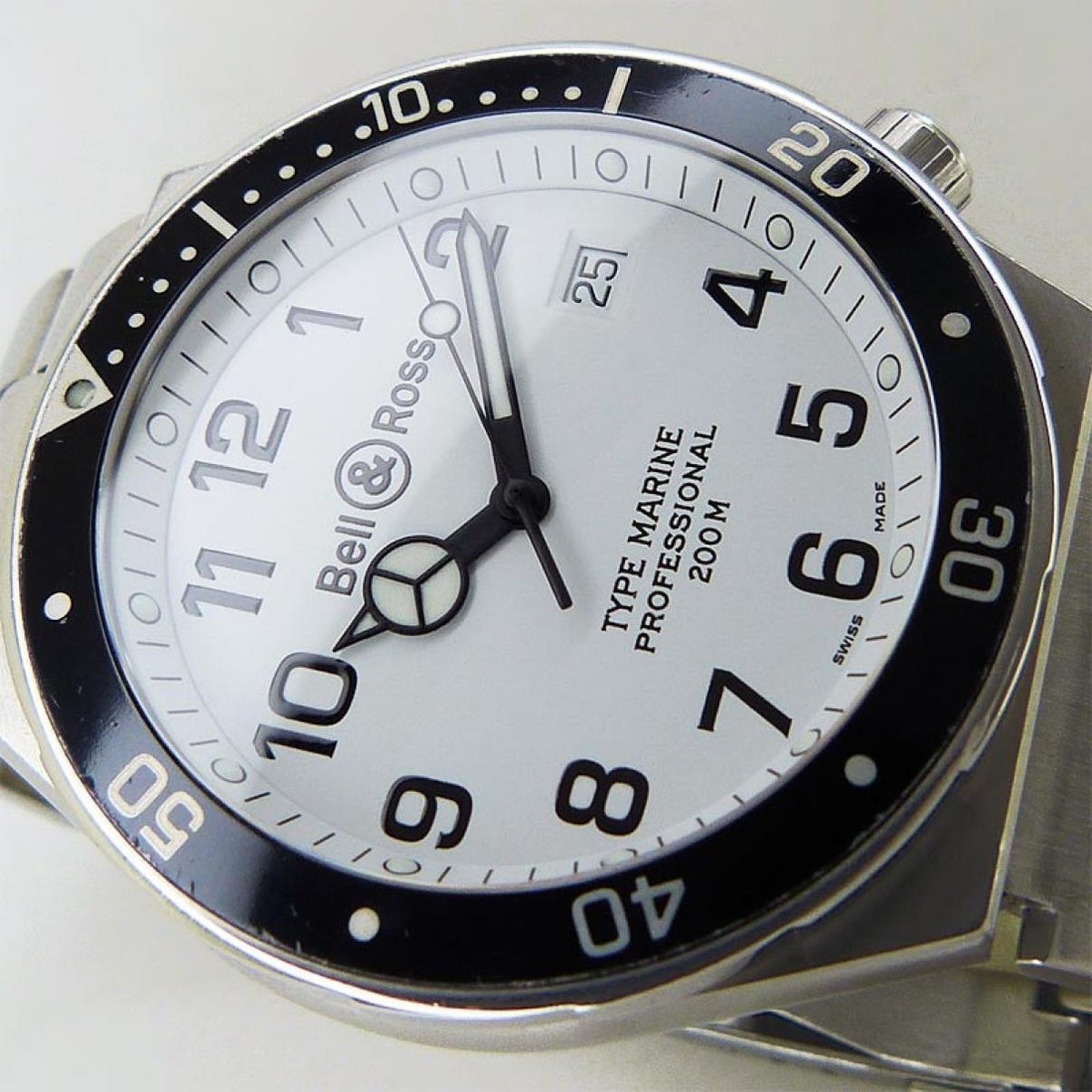 Bell & Ross Watch TYPE MARINE White dial Quartz SS Mens 39mm