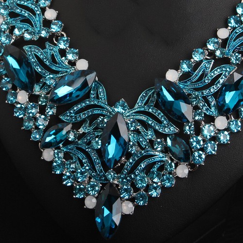 Crystal Statement Necklace Earrings Choker Jewelry Set Bridal Wedding Prom Women - Picture 224 of 500