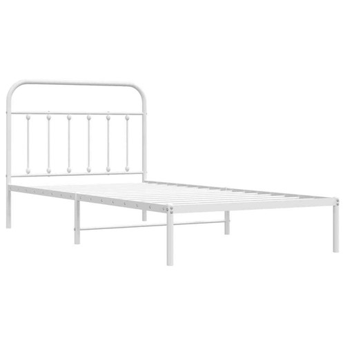 NNEVL Metal Bed Frame with Headboard White 107x203 cm Kingle Single Size - 第 5/9 張圖片