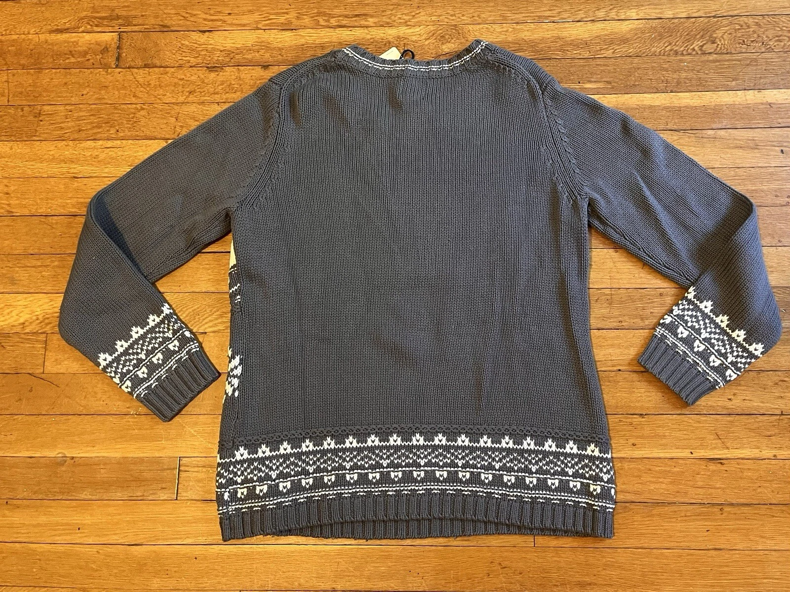 Reindeer Christmas Sweater Women’s Extra Large Grey White All Over Print