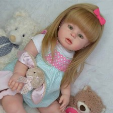28" Painted Reborn Baby Doll Peggy Toddler Girl Rooted Long Hair Cloth Body Gift
