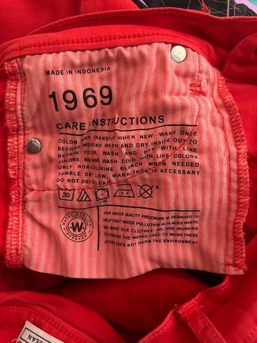 GAP KIDS 1969 Super Skinny Red Denim Jean Pants Adjustable Waist Girls Size 25 - Picture 3 of 5